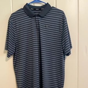 Large Two-Toned Blue Striped Golf Polo.